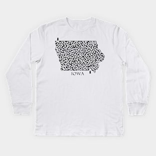 State of Iowa Maze Kids Long Sleeve T-Shirt